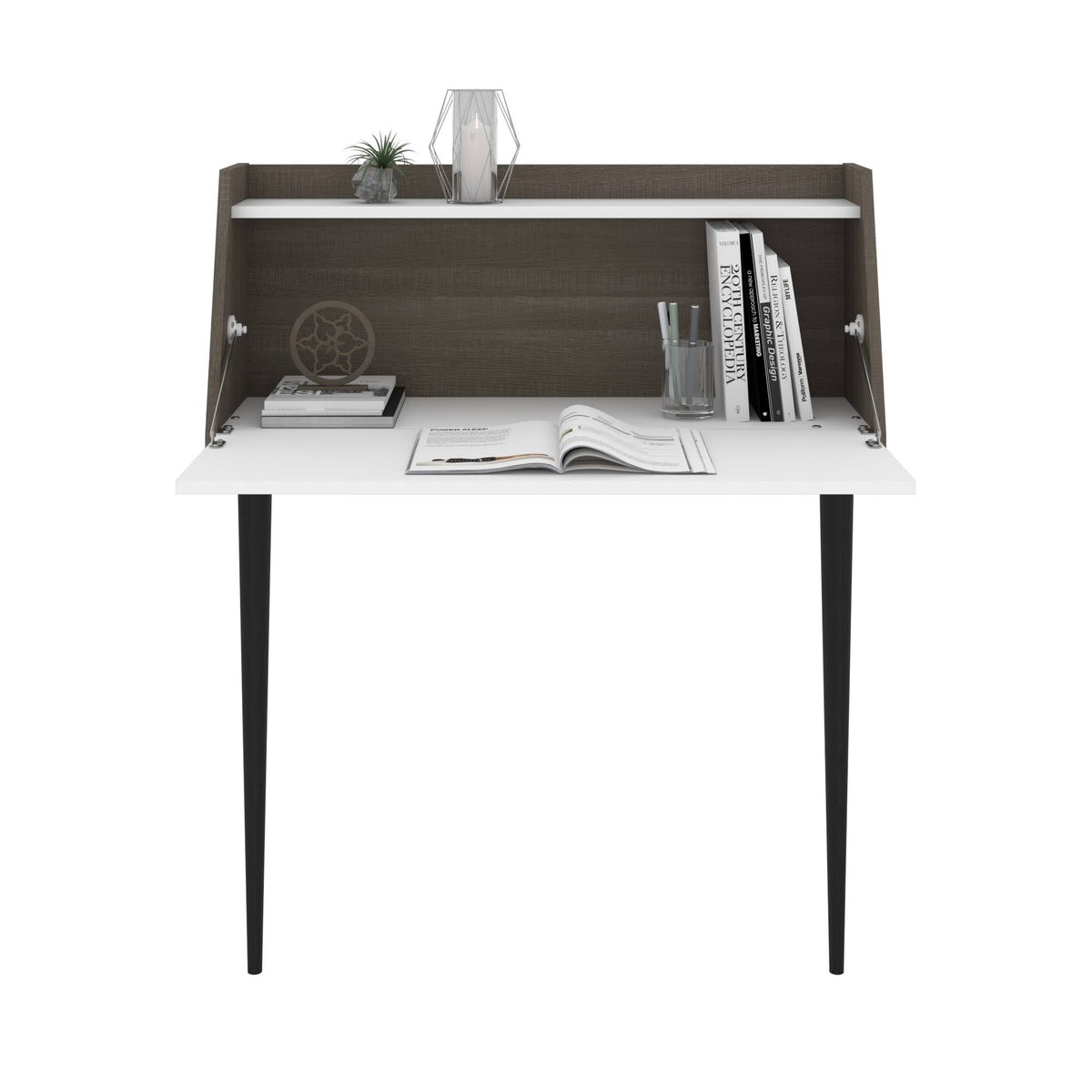 Secretary Desk in White and Bark Grey C4188