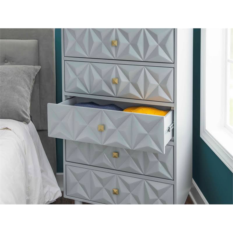 Gray Wood Five Drawer Chest P7297