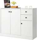 Buffet Cabinet with 2 Drawers 3-Door Adjustable Shelves White P17890