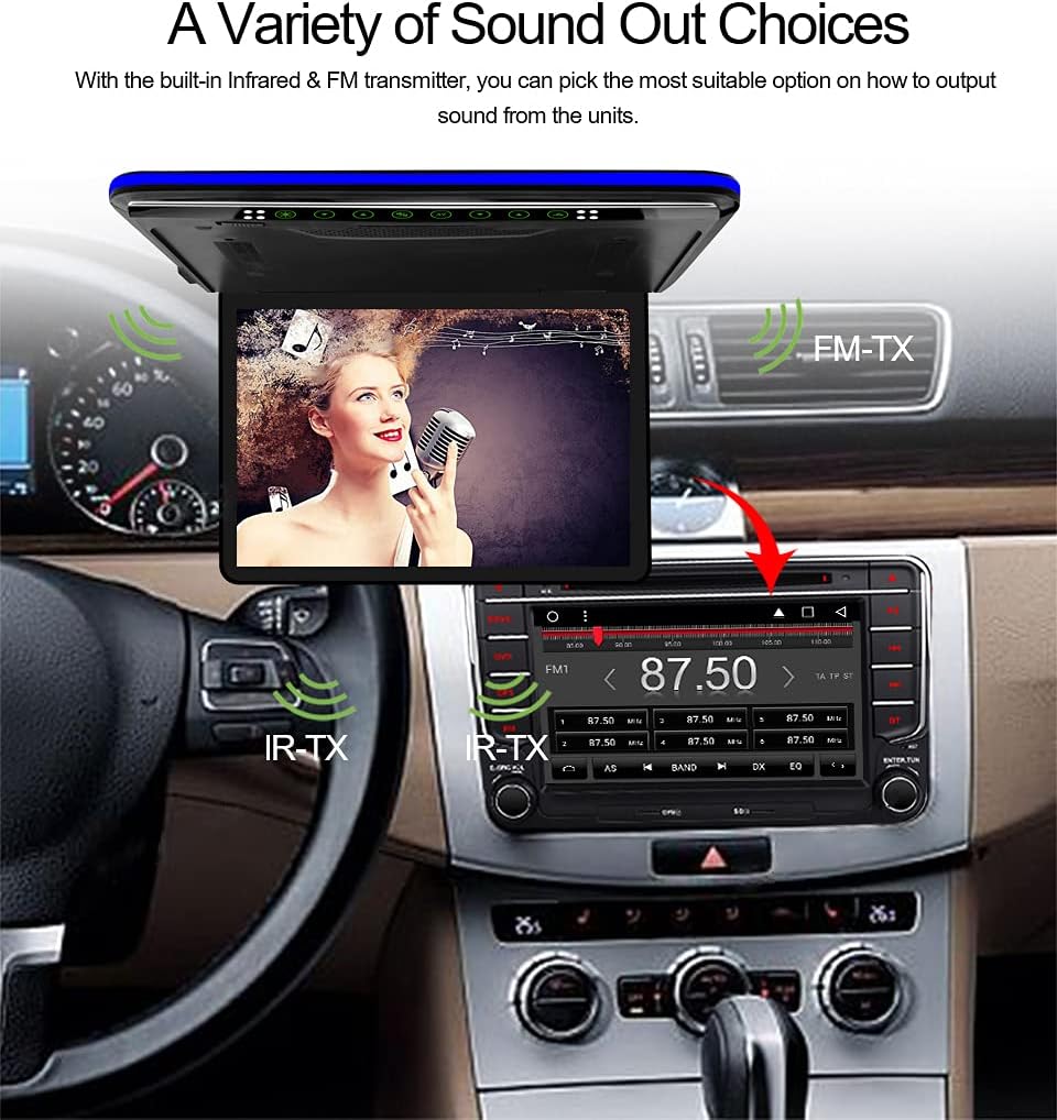 13.3 inch FHD Car Roof Monitor Flip Down Overhead Video Display with USB SD HDMI Port H722