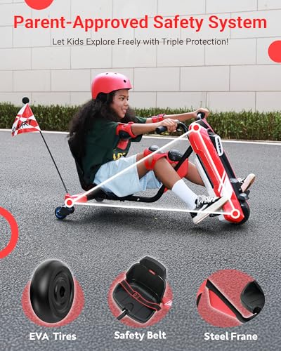 12V Electric Go Kart with Drift and 360° Spin, Black F487691