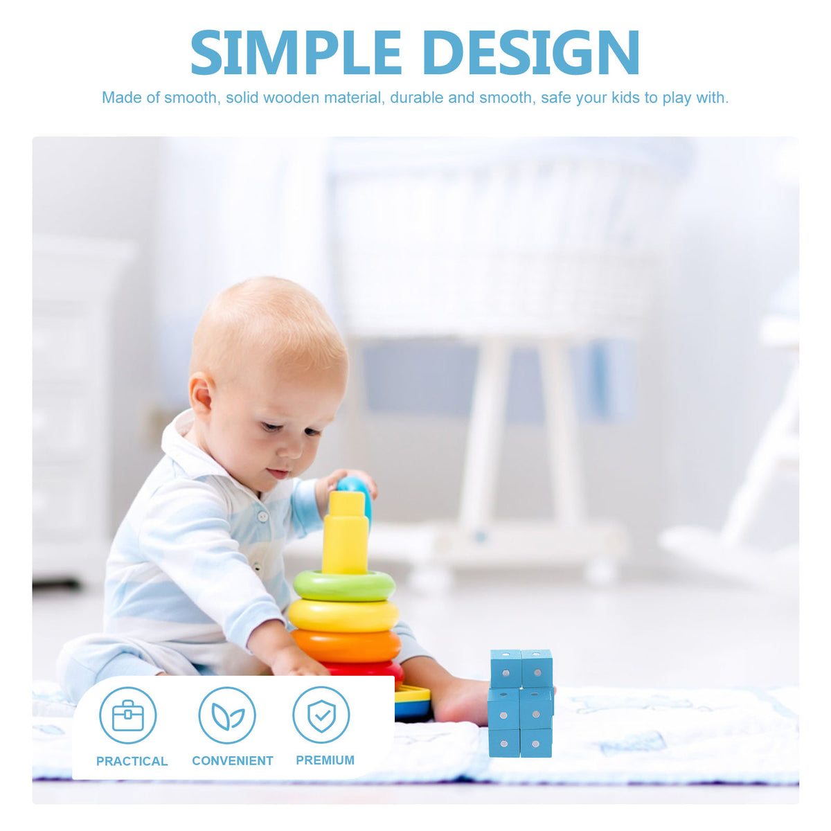 20 pcs Wooden Magnetic Building Blocks Toy E711874