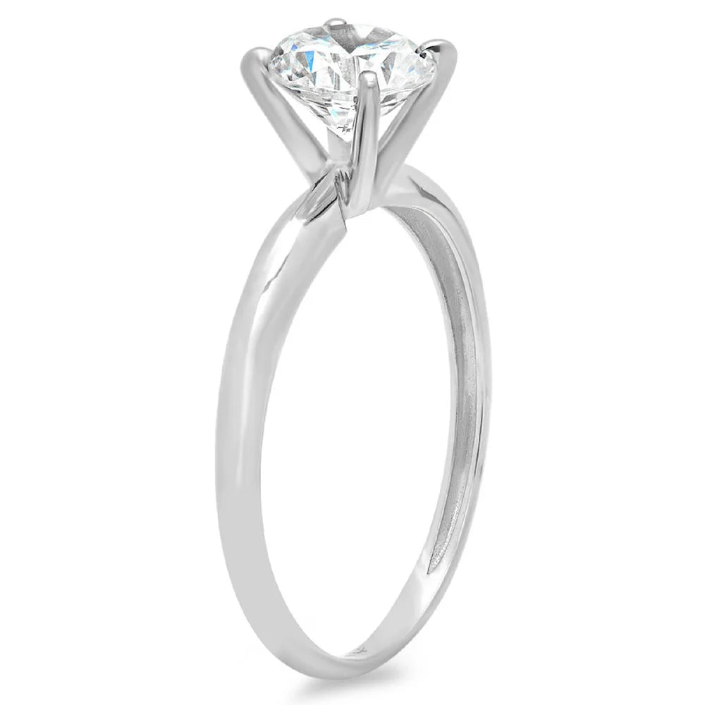 14K White Gold Solitaire Engagement Ring Y256