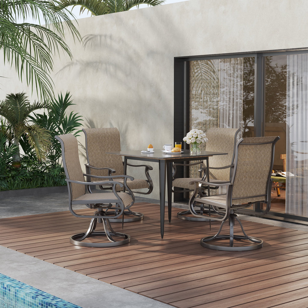 Khaki Swivel Outdoor Chairs Set of 2 Textilene H656632