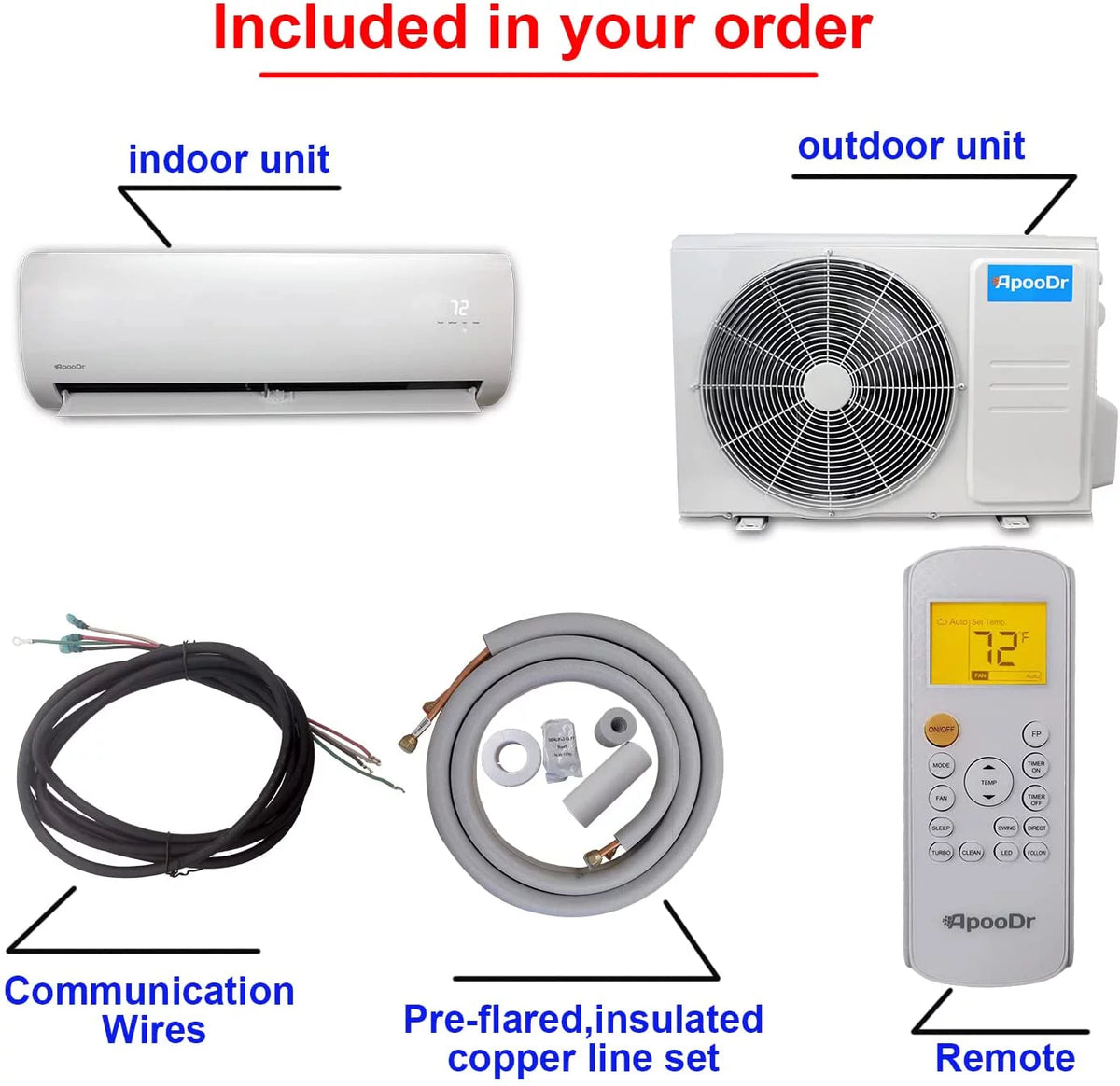 12000 BTU Mini Split Air Conditioner with Heat Pump 220V N29715