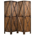Brown 4 Panels Folding Wooden Room Divider S8129