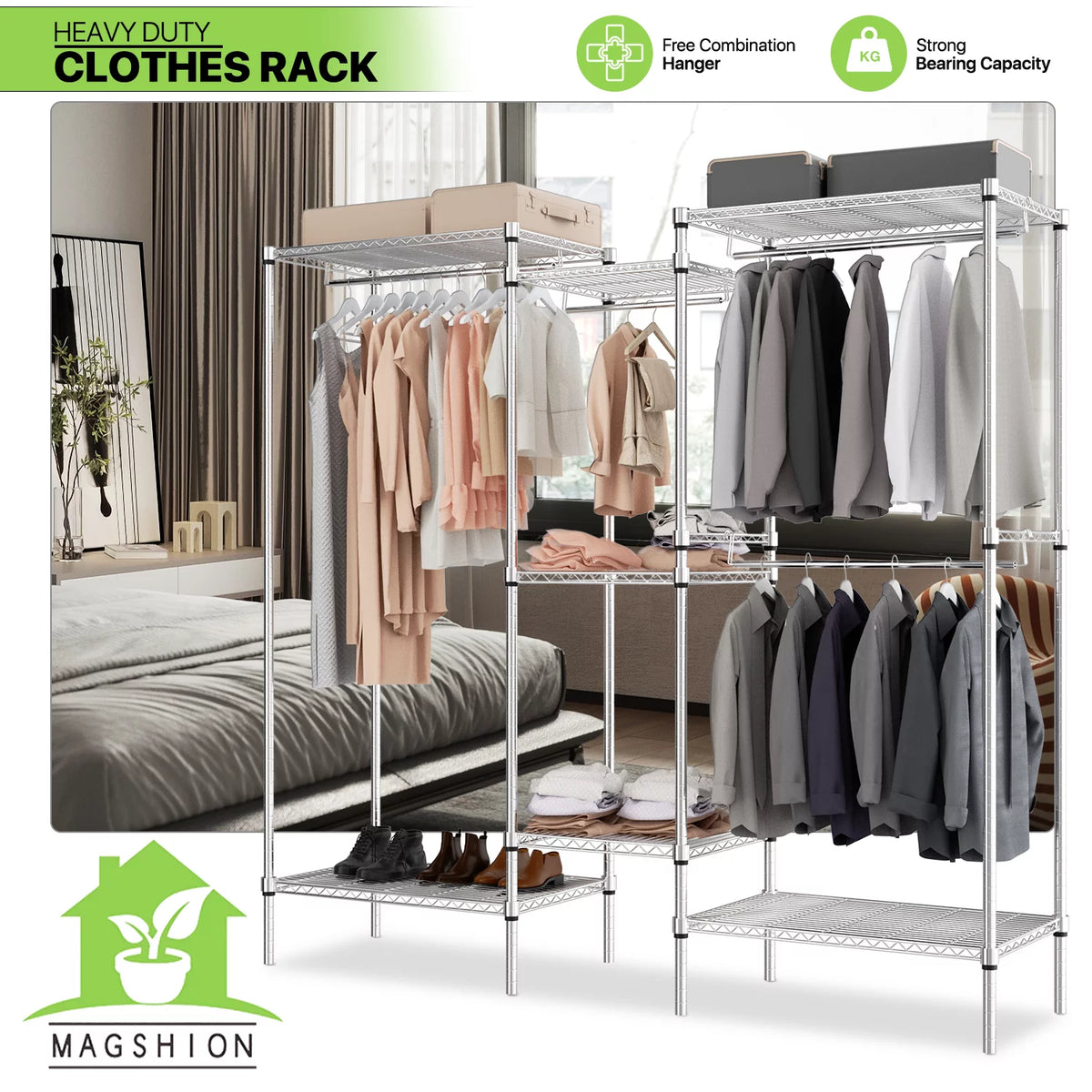 Clothes Rack with 4 Hanging Rods D80476