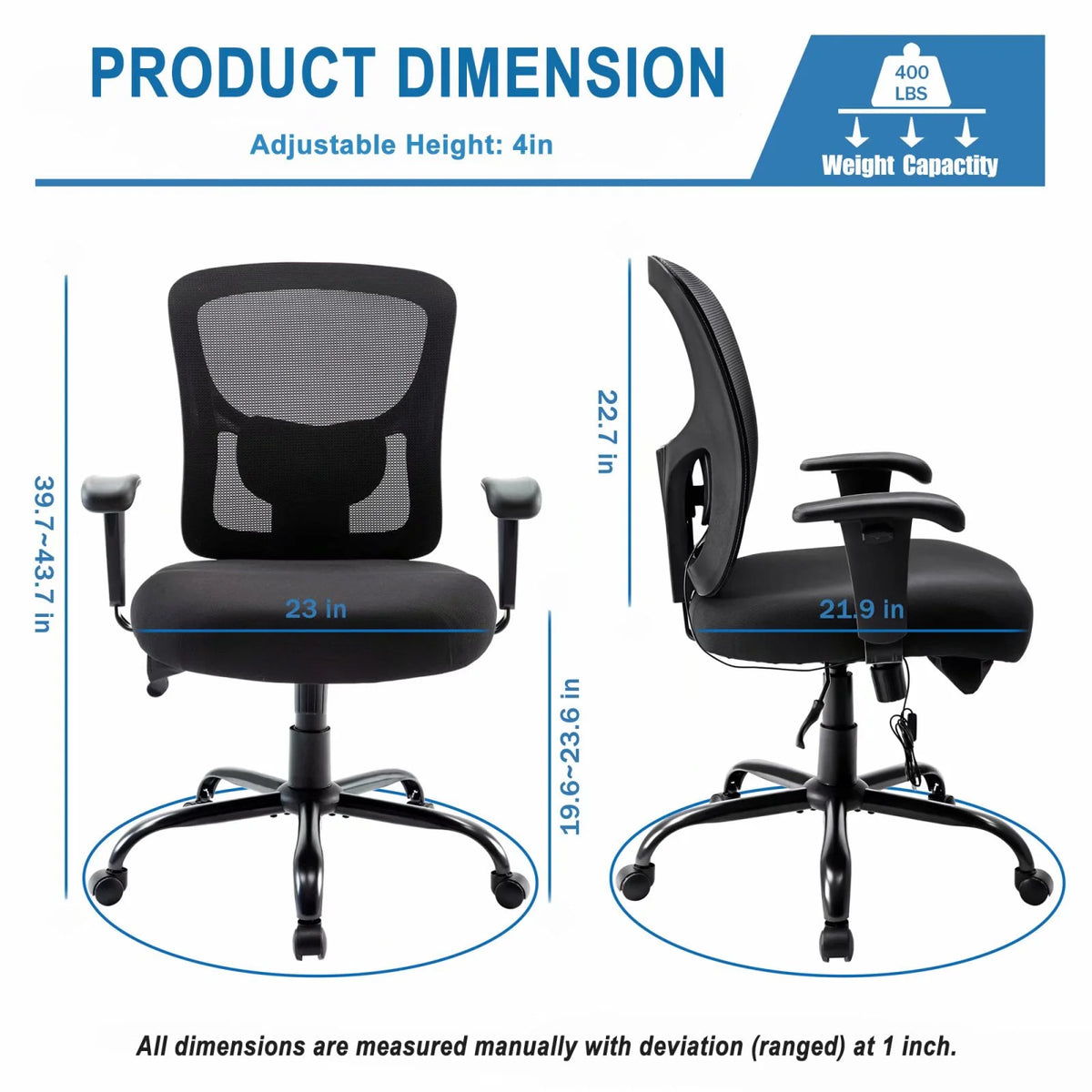 Black Ergonomic Mesh Office Chair with Arms H970781