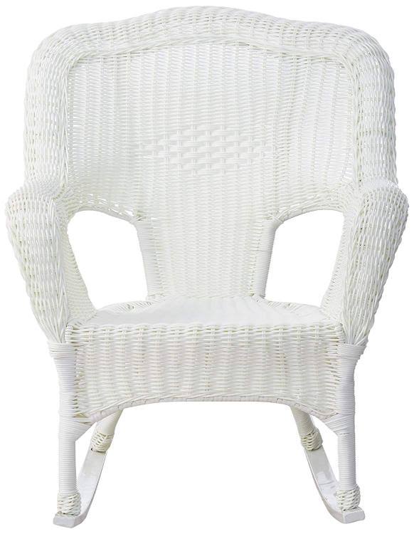 White Resin Wicker Rocker C763