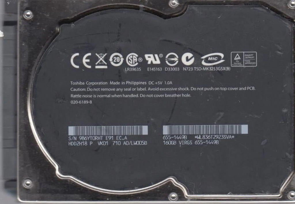 160GB SATA 2.5 Hard Drive A411