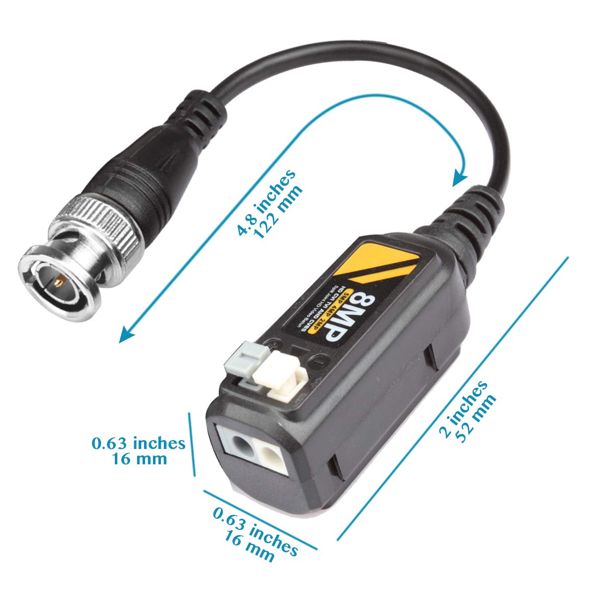 20 Pairs Passive Video Balun Connectors for BNC Male CCTV Camera System T349