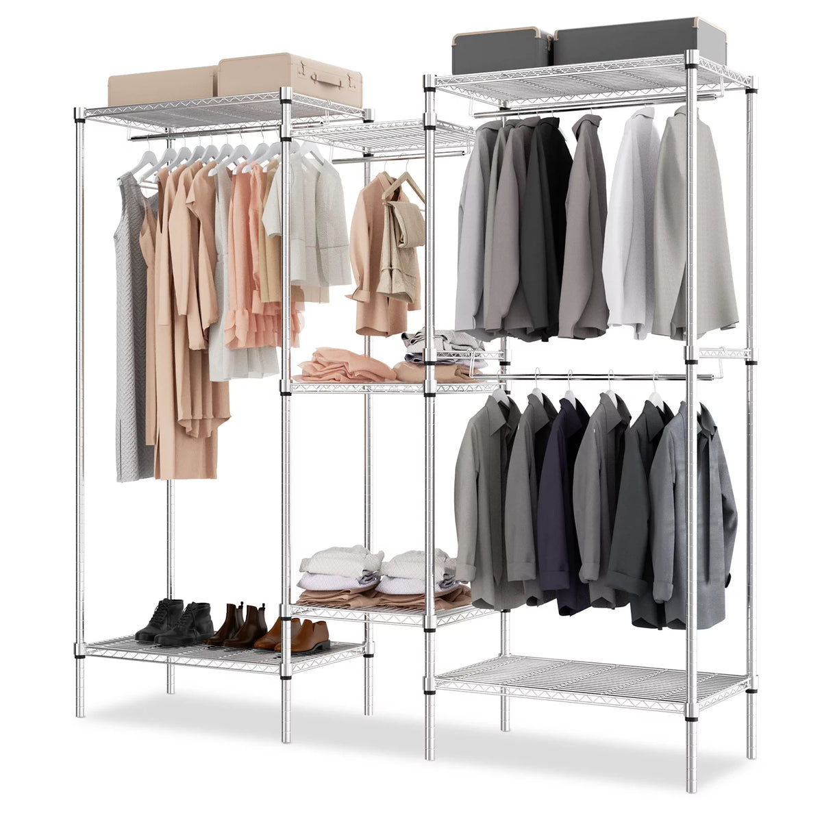 Clothes Rack with 4 Hanging Rods D80476