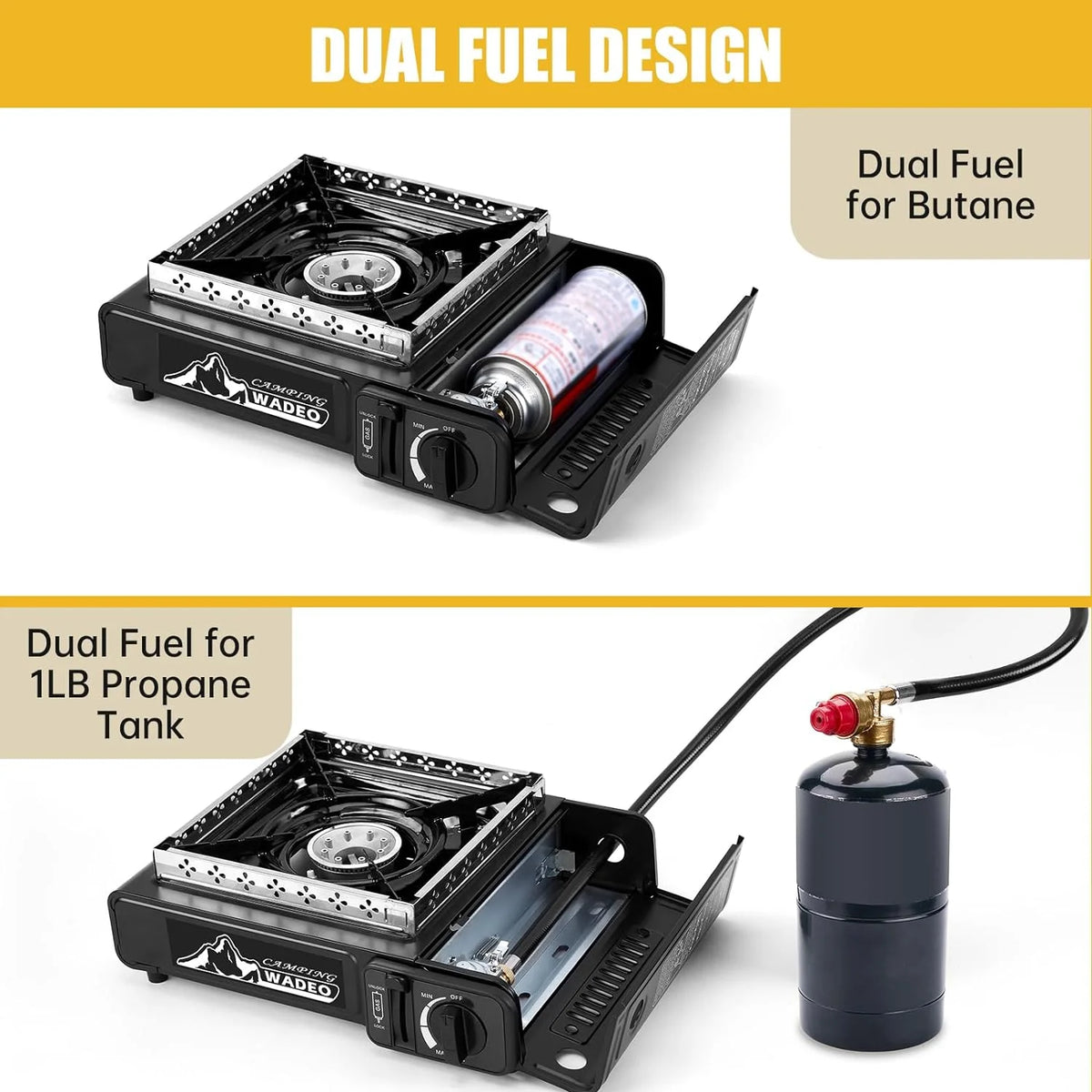 Portable Dual Fuel Camping Stove with Propane Regulator Hose O55328