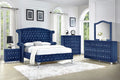 King Size 4Pc Blue Velvet Bedroom Set P557226