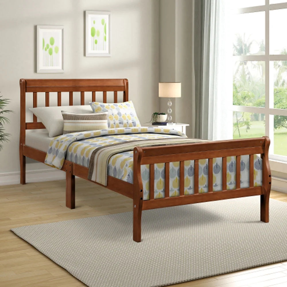 Wood Platform Bed with Headboard and Footboard V9334