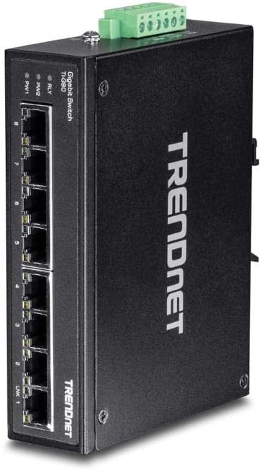 5-Port Hardened Industrial Gigabit DIN-Rail Switch, 10 Gbps Switching Capacity, IP30 Rated Network Switch, Black, 60 W Single Output Industrial DIN-Rail Power Supply G176