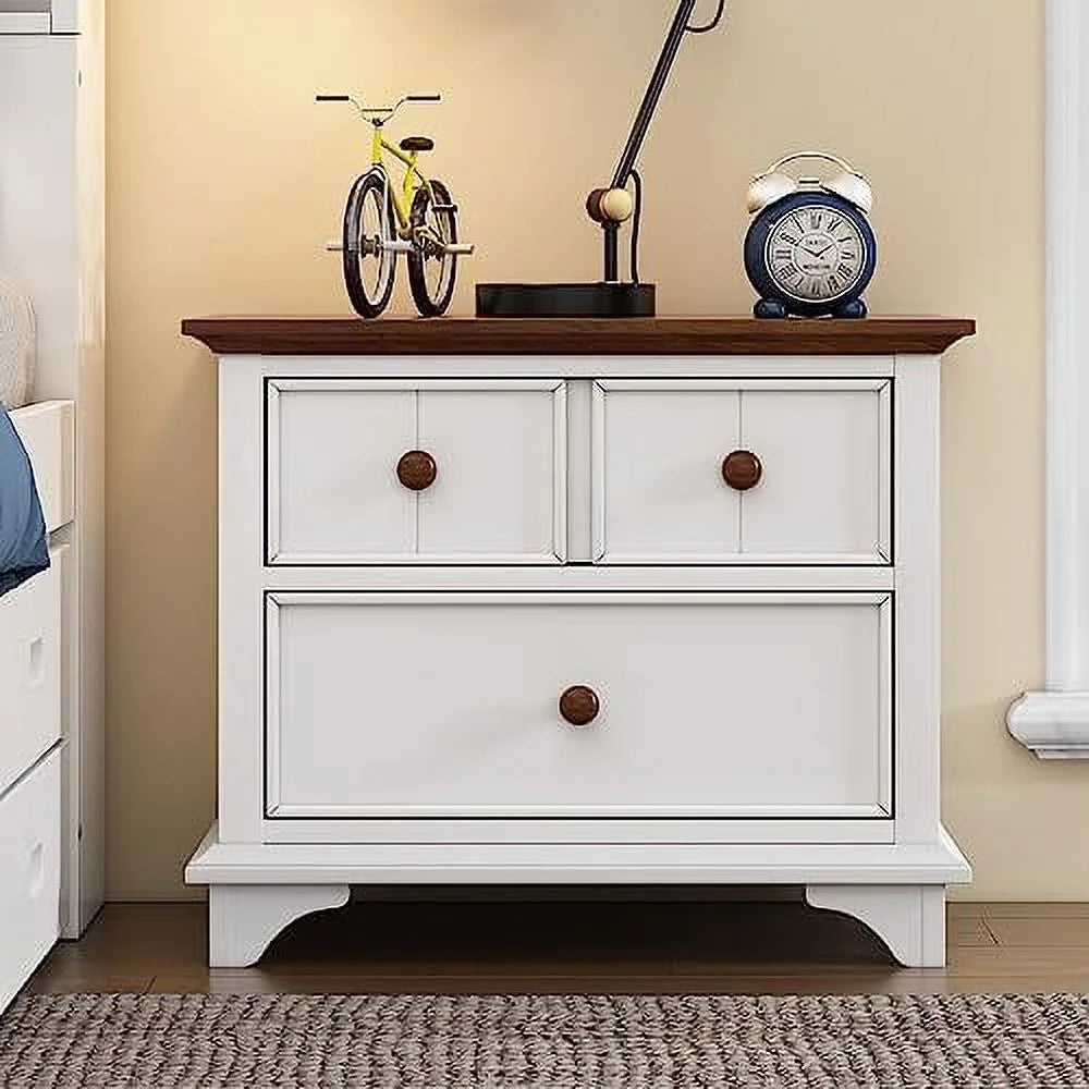 White Walnut 2 Drawer Nightstand I216