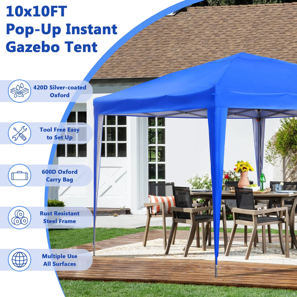 10 ft x 10 ft White Pop Up Canopy Tent with Carry Bag L6521