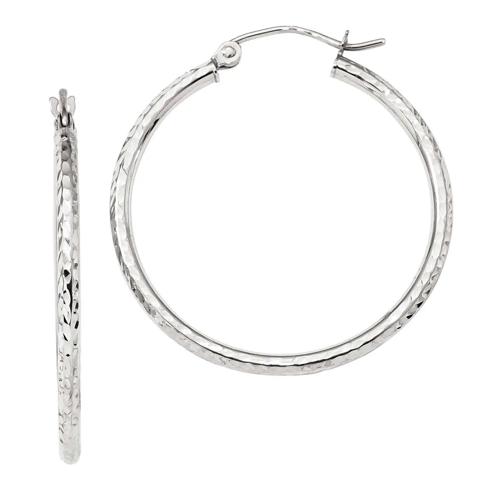 10 Karat White Gold 2mm Hoop Earrings O4244