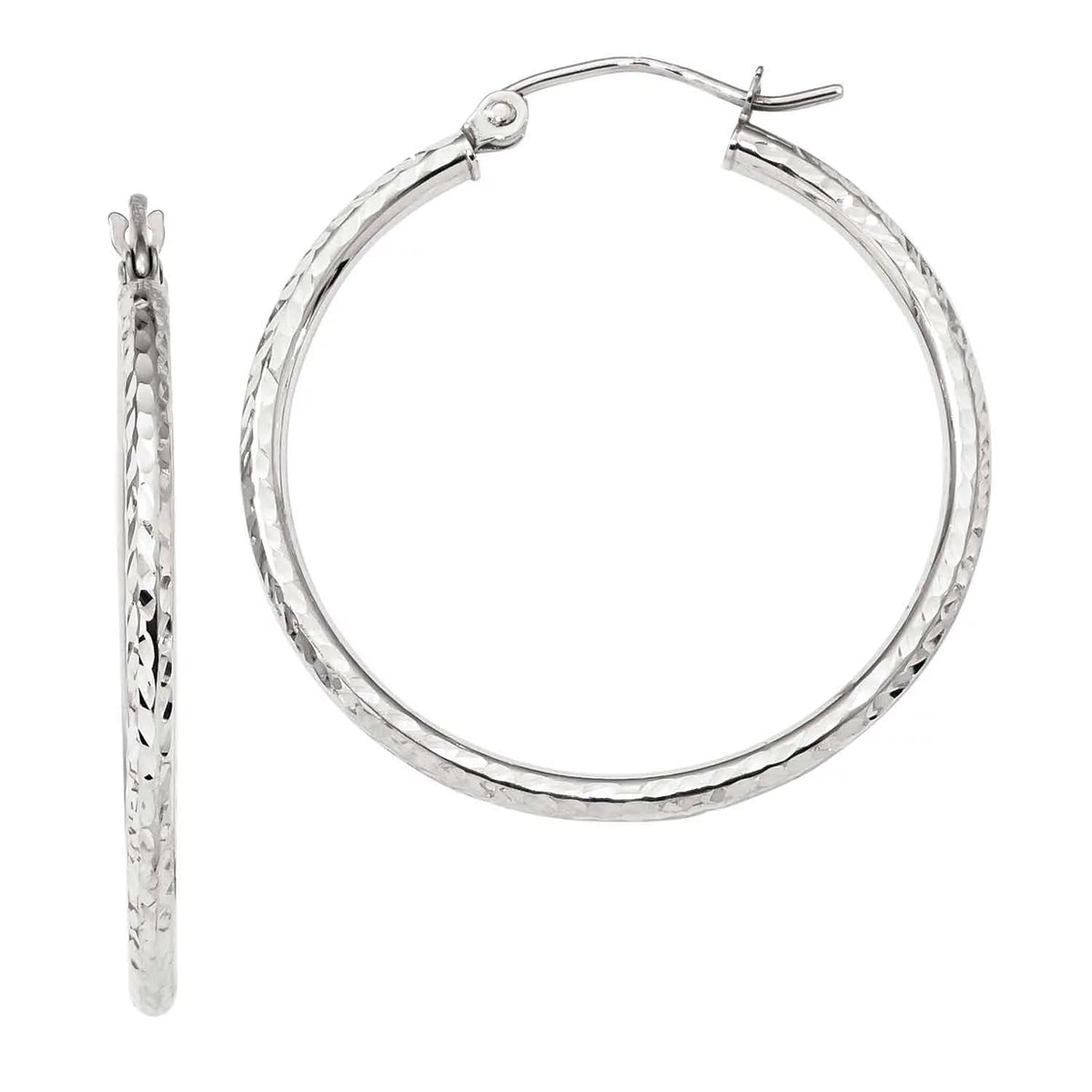 10 Karat White Gold 2mm Hoop Earrings O4244