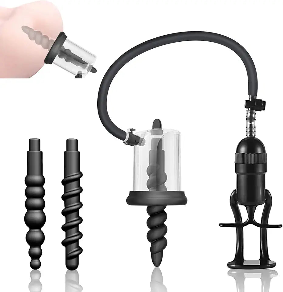 Anal Plug with Vacuum Pump, Nipple Sucker, Butt Plug Masturbator, Anal Training Adult Sex Toys V25835