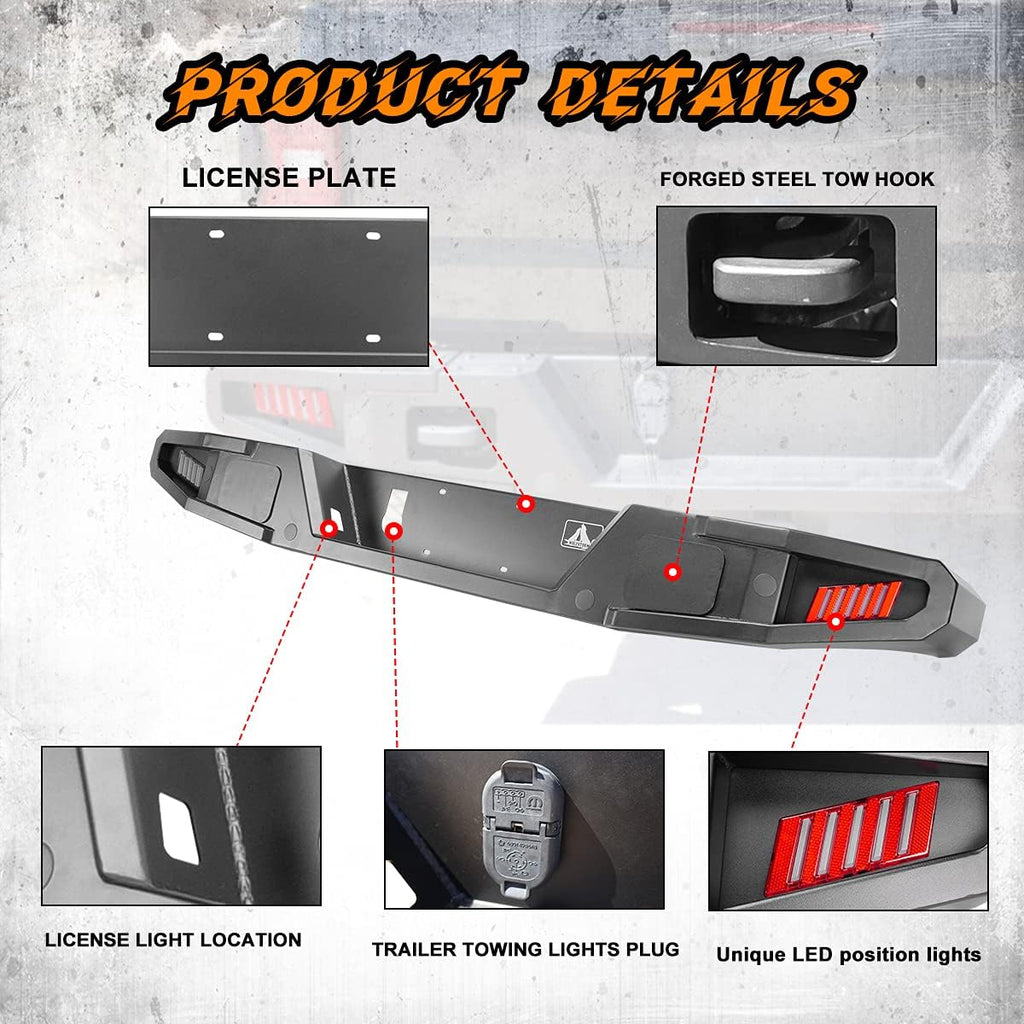 Rear Bumper with 2 Led Lights and Hitch Receiver K32435