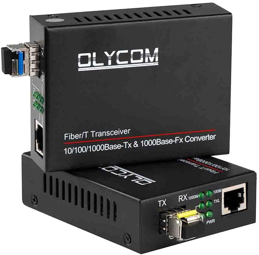 Gigabit Ethernet Fiber Optical Media Converter Bidi 10/100/1000Base-Tx SM 20km to RJ45 Port with 1.25Gbs SFP Transceivers Y947110