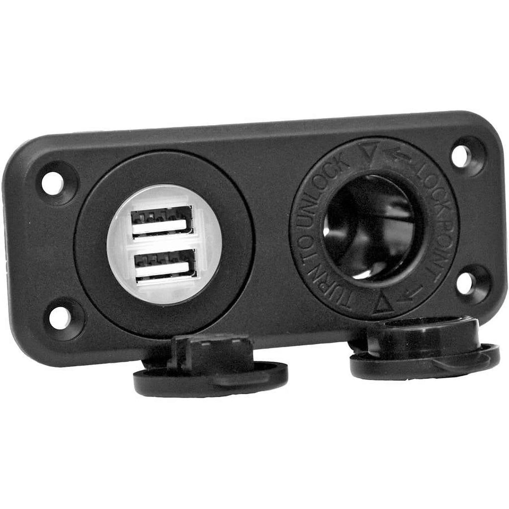 12V Receptacle with Dual USB Ports P442