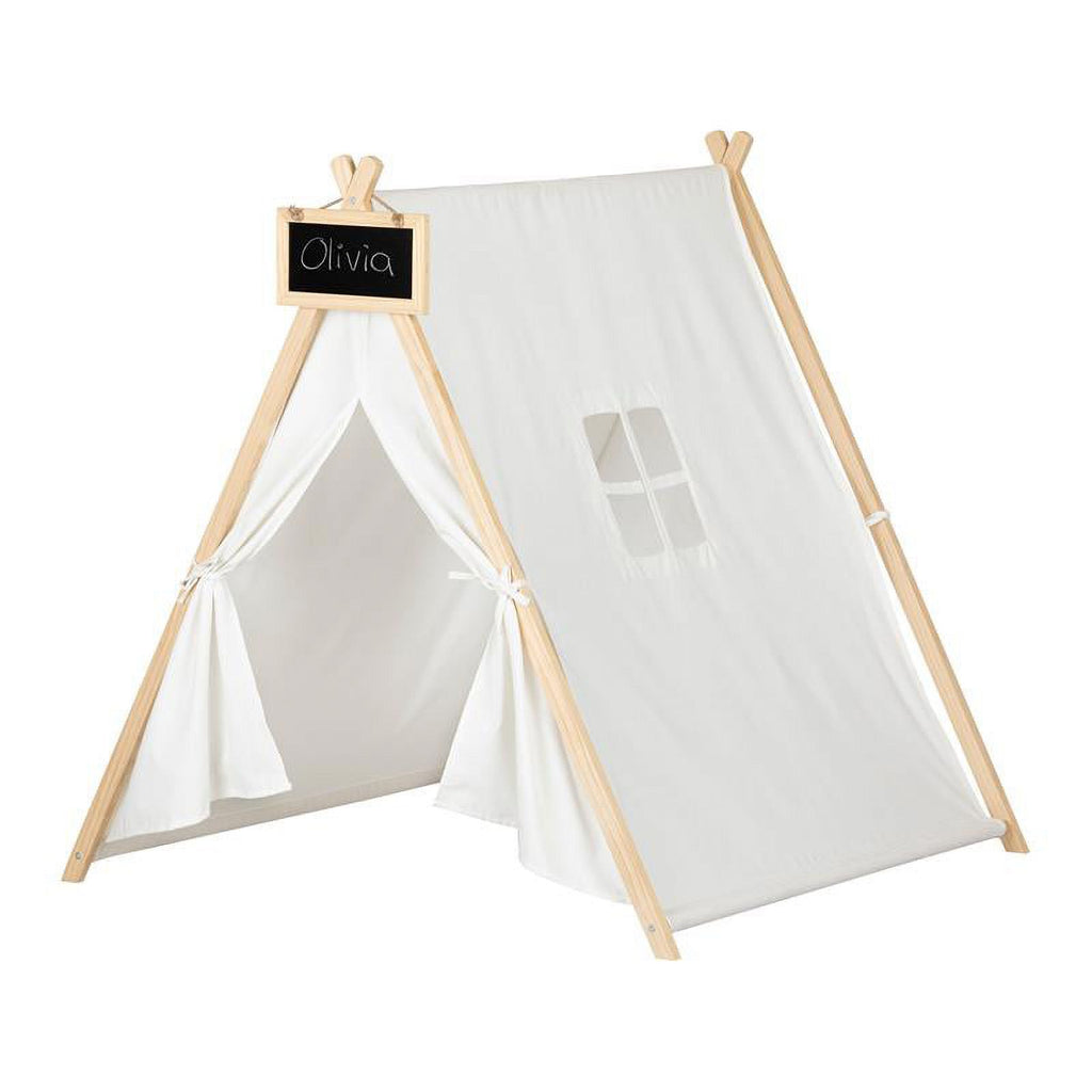 2-Piece Set with White House Bed and Play Tent with Chalkboard K555850