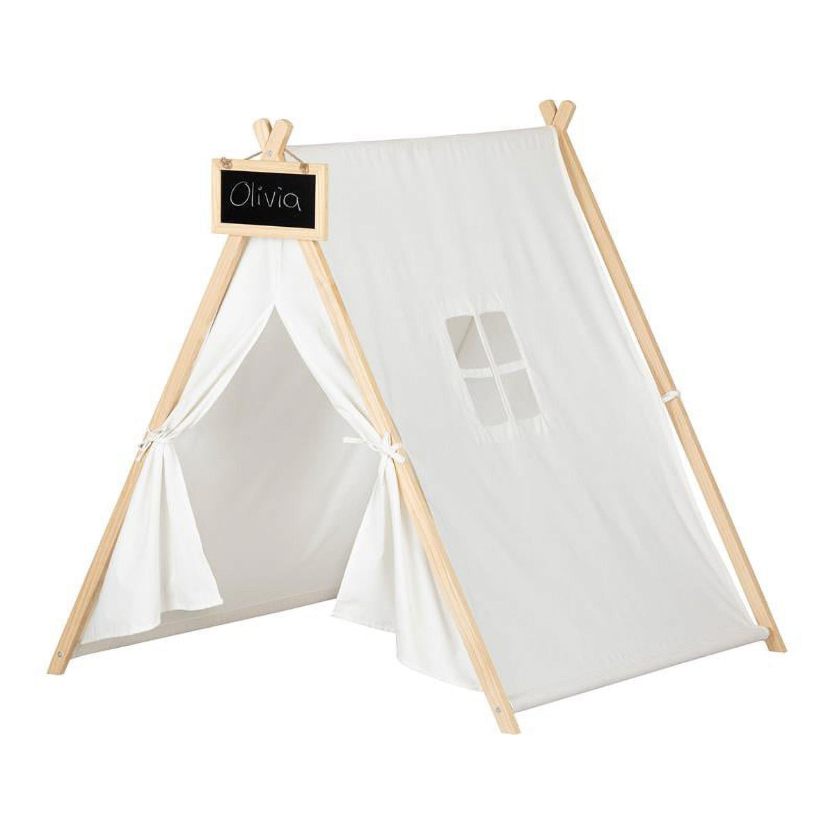 2-Piece Set with White House Bed and Play Tent with Chalkboard K555850