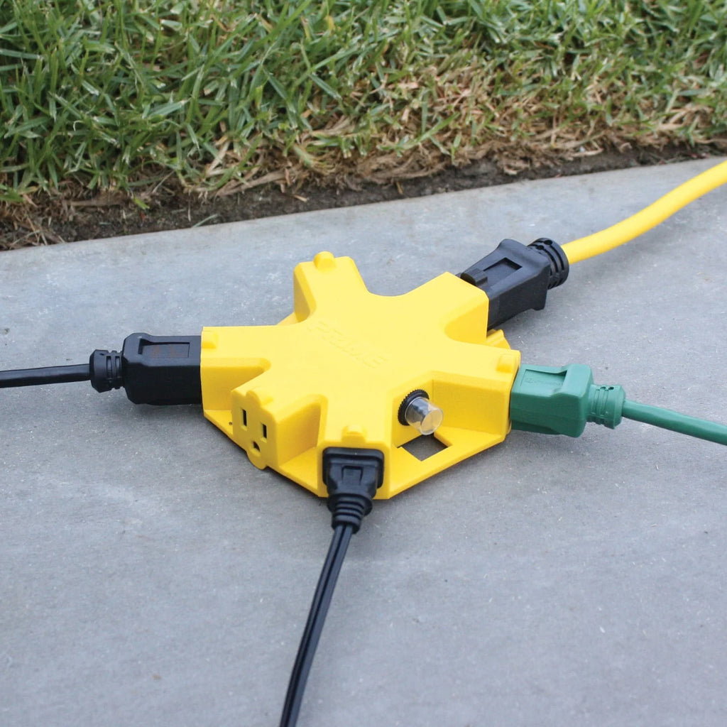 Yellow 100 ft Outdoor Extension Cord with 5 Outlet Adapter W826365