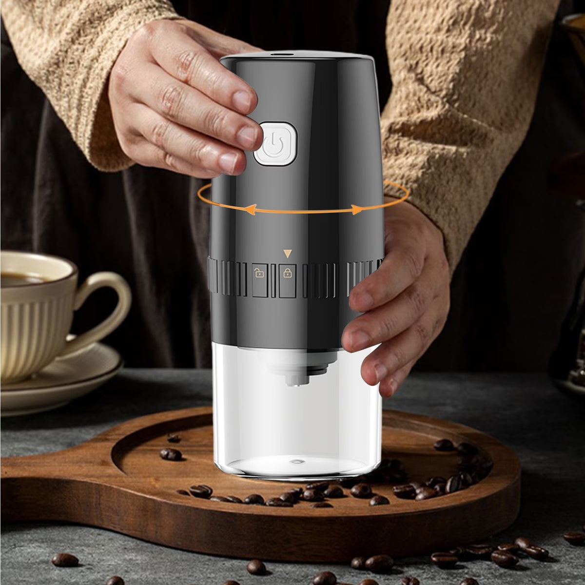 Black Cordless Electric Burr Coffee Grinder X2206