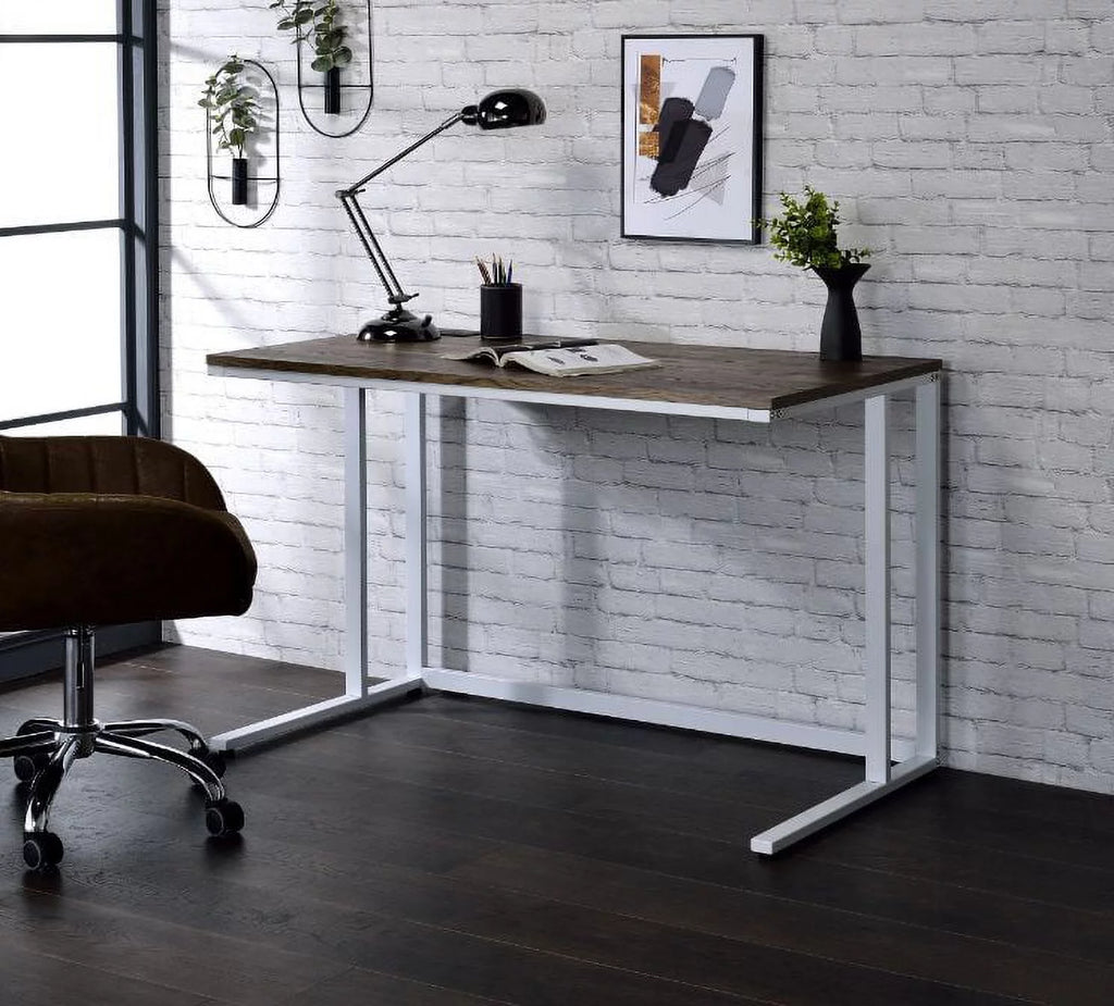 Walnut White Writing Desk with USB Port C962