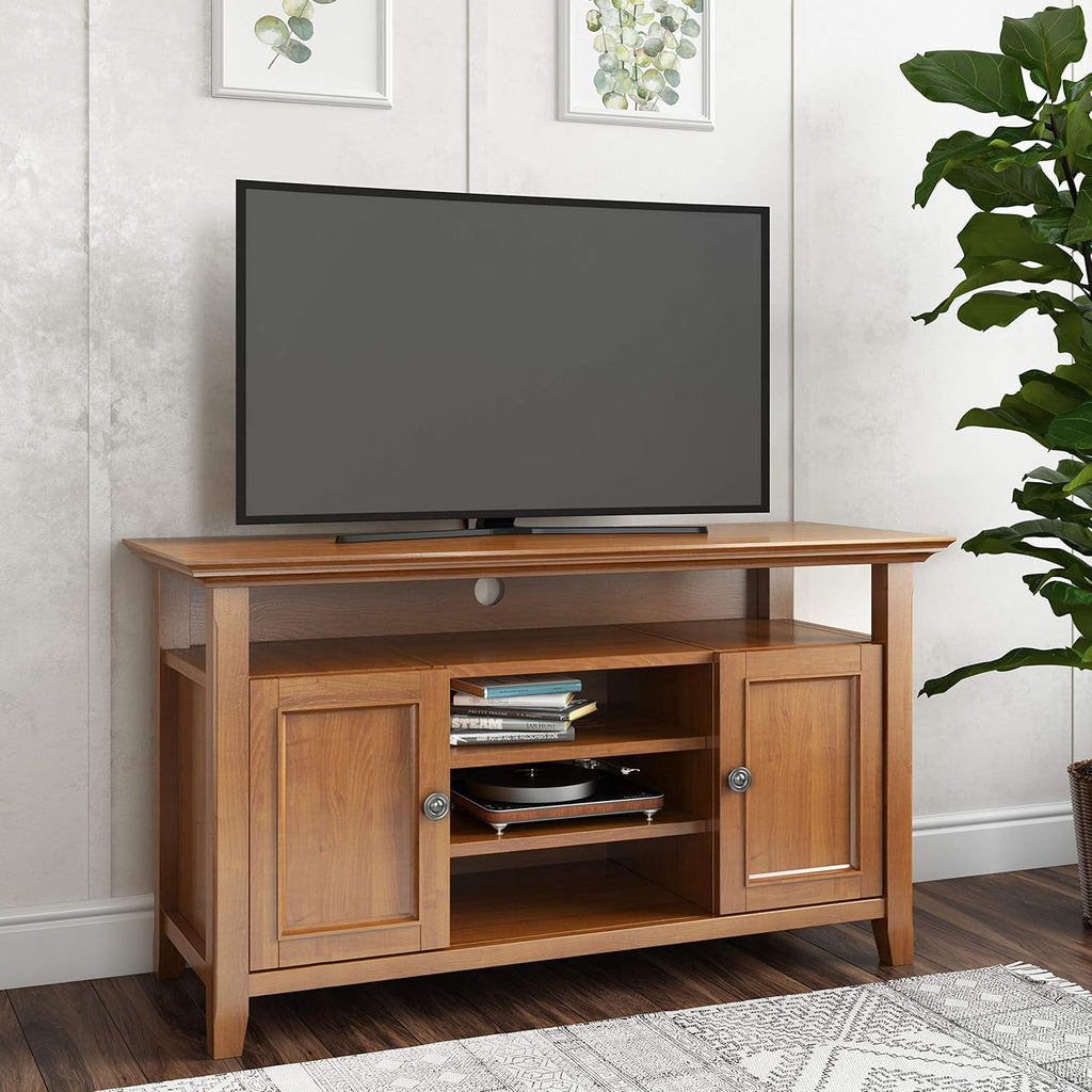 Solid Wood TV Media Stand with Storage Cabinet and Shelves X676